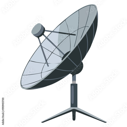 Satellite dish parabolic antenna vector isolated illustration ideal for communication broadcasting signal technology television and telecom themed designs