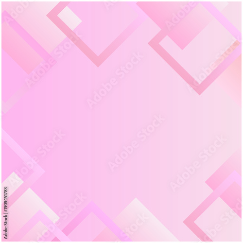 淡いピンクグラデーションに光沢ひし形を散りばめたメンフィス風デジタルフレーム背景（1対1）