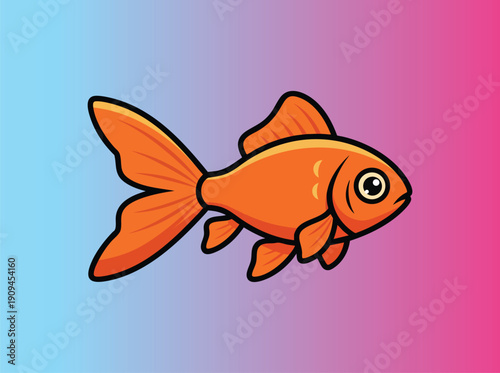 Vibrant fish vector illustration on colorful gradient background, modern aquatic sea animal design, tropical fish graphic for logo  