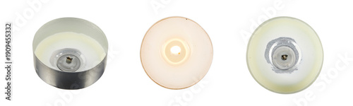 Cuadro en lienzo set of burning tealight candles with and without flame from various view angles