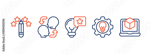 Design thinking process infographic concept. Vector icons illustrate inspiration, empathy, ideation, implementation and prototyping.
