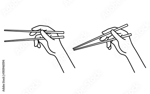 箸を持つ手　2種類