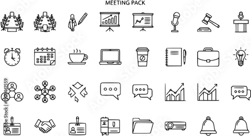 Business Meeting Pack - Icon Set for Presentations, Websites, and Apps