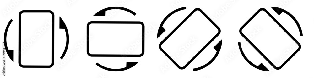 © Denys - Rotate smartphone icon vector set. Mobile screen rotation illustration sign collection. Horisontal or vertical rotation web icons.