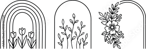 A charming collection of minimalist botanical arch designs perfect for elegant creative projects