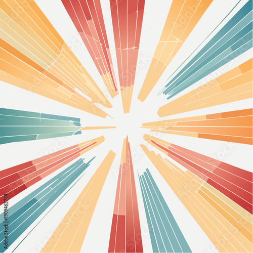 Abstract 1970's background design in futuristic retro style with colorful lines. Vector illustration.