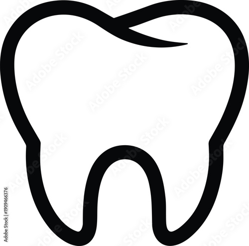 Black outline of a molar tooth on white background