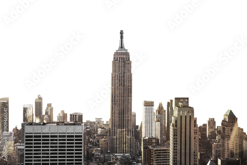 Quadro su tela City buildings png border, New York cityscape, transparent background