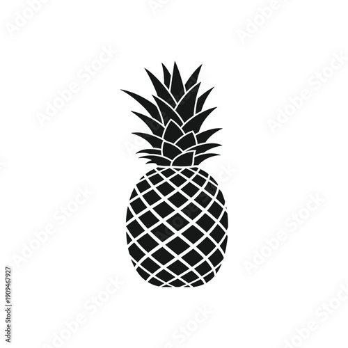 Pineapple Silhouette in Minimalist Style with High Contrast Black and White for Graphic Design