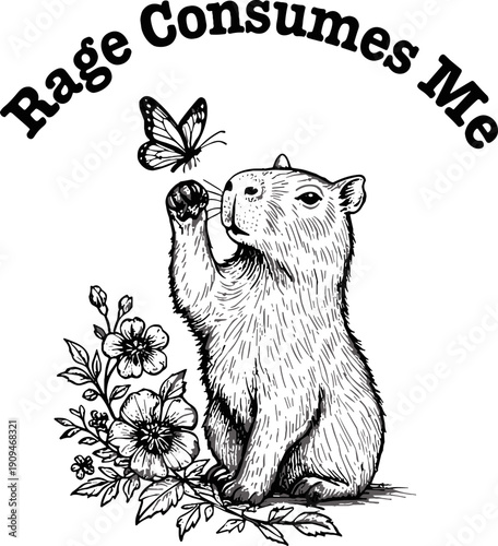 Rage Consumes Me Capybara Floral Animal SVG, Capybara Svg