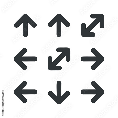 A set of black arrows pointing in different directions