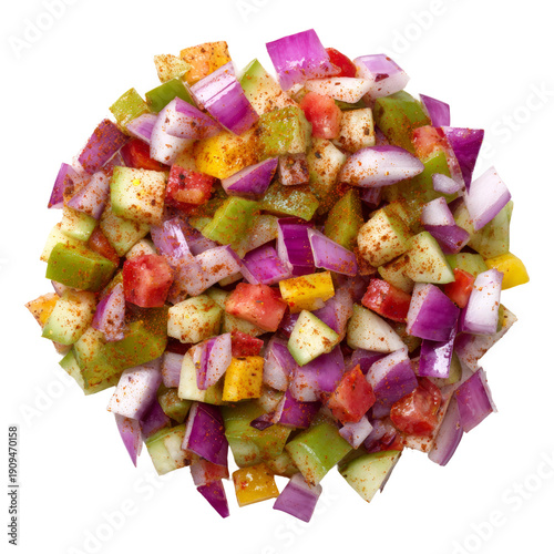 A vibrant mix of freshly diced vegetables, a colorful culinary delight Isolated Transparent Background, PNG