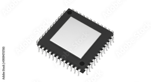 Tableau sur toile Black microchip isolated PNG on transparent background, integrated circuit for e