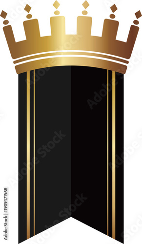 高級感のある王冠付きのリボン　ブラック＆ゴールド