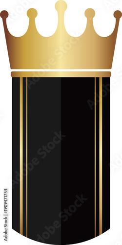 高級感のある王冠付きのリボン　ブラック＆ゴールド