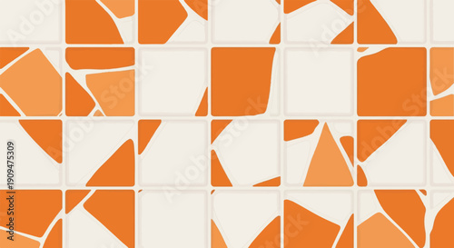 A tessellating pattern of orange and cream irregular shapes