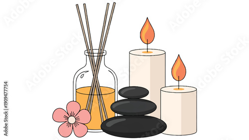 A minimalist spa-themed illustration on a white background (1)_traced