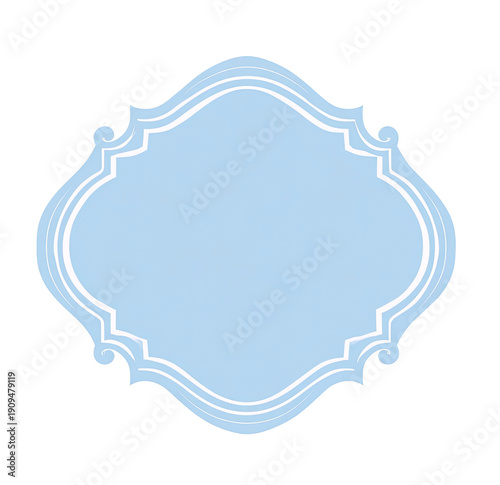 A light blue ornate frame with a white outline on a black background, evoking elegance