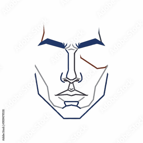 Abstract geometric face outline with minimalist design.