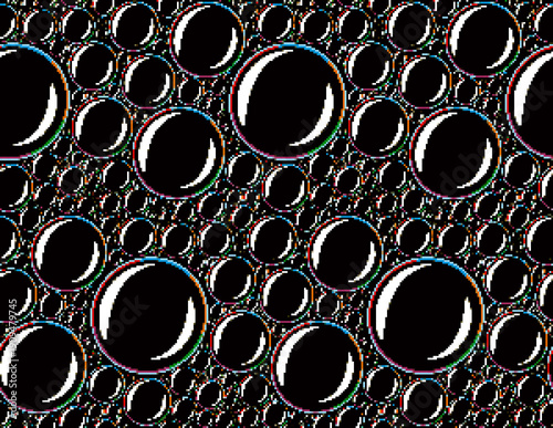 A seamless pixel background with soap bubbles.