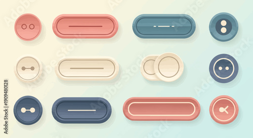 A variety of round and oval buttons in pastel colors
