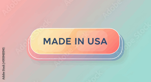 A stylish oval button with "MADE IN USA" text on a gradient background