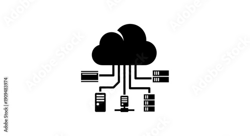 Cloud computing network graphic, server infrastructure technology data transfer system