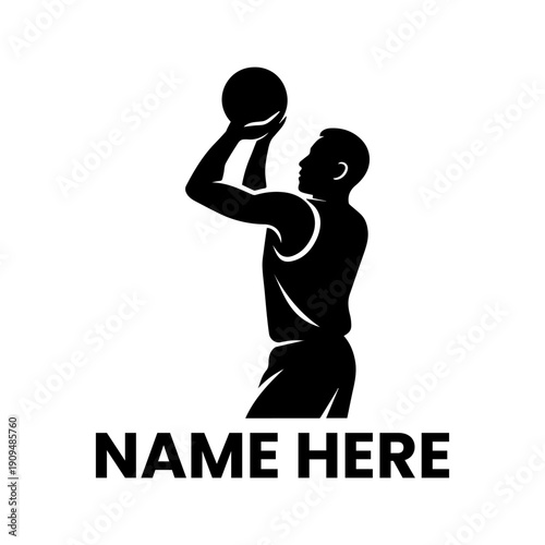 High-quality vector graphic featuring a basketball player in a dynamic shooting pose, ideal for sports branding, team emblems, and promotional materials. Customizable illustration