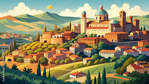 Very beautiful panoramic view of Urbino in Italy’s Marche region reveals Renaissance architecture, historic palaces, and timeless hilltop charm recognized as a UNESCO World Heritage Site.