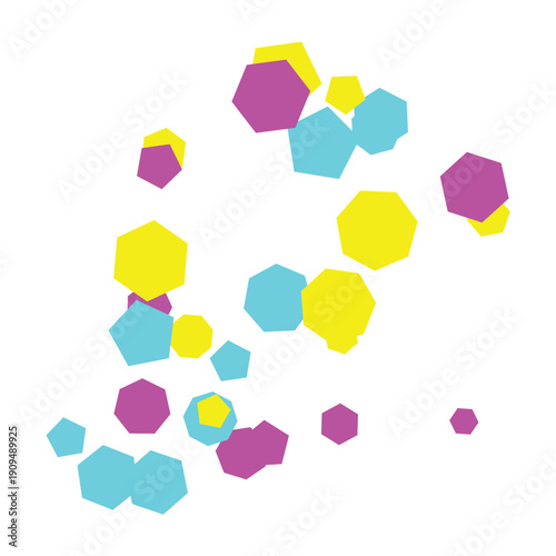 Free Download Colorful geometric hexagons pattern, yellow, pink, and blue polygons, for background or texture, Isolated on transparent background, png - GFXLoad
