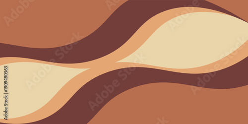 Layered Wavy Background. Wavy Chocolate Illustration. Flowing Melted Coffee. Earthy Soft Brown Color.