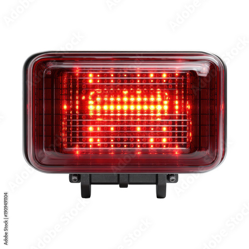 Rectangular car tail light with integrated turn signal for highway driving [Transparent Background PNG].