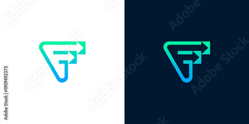 Modern abstract logo design featuring an upward trending arrow within a stylized geometric shape, symbolizing growth and progress