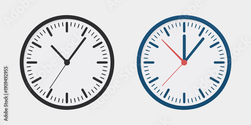 Clock icon, simple wall clock vector symbol on transparent background for ranked timekeeping graphics, productivity dashboards, digital interfaces, educational materials, office designs