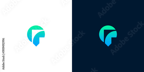 Abstract location marker or pin icon with a gradient of blue and green, representing navigation, travel, or place identification