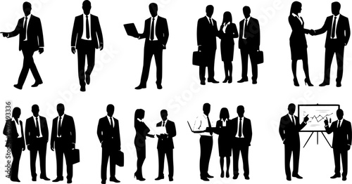 Business people, set of vector silhouettes