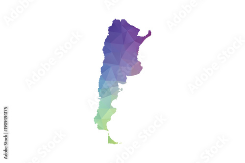 Argentina Map - Polygon Style Vector Illustration in Rainbow Gradient, Low Poly Multicolor Geometric Design, Isolated on White Background, Suitable for Reports, and Creative Projects.