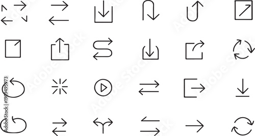 Line Arrows icon set , vector circle arrow line icons in thin line style. editable stroke