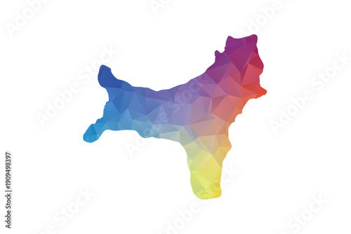 Christmas Island Map - Polygon Style Vector Illustration in Rainbow Gradient, Low Poly Multicolor Geometric Design, Isolated on White Background, Suitable for Reports, and Creative Projects.