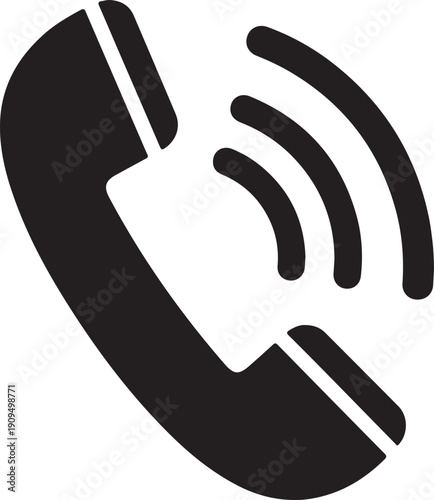 Black icon of a ringing telephone handset call communication