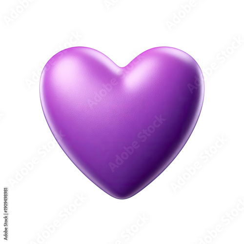 A glossy, three-dimensional, purple heart rendered against a stark black background