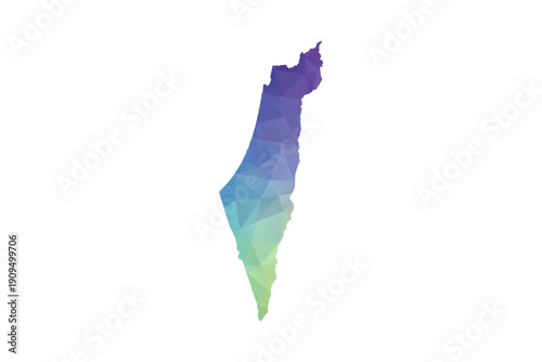 Israel Map - Polygon Style Vector Illustration in Rainbow Gradient, Low Poly Multicolor Geometric Design, Isolated on White Background, Suitable for Reports, and Creative Projects.