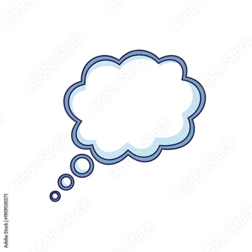 A simple, cartoon-style thought bubble with a blue outline and white fill, indicating ideas or communication.