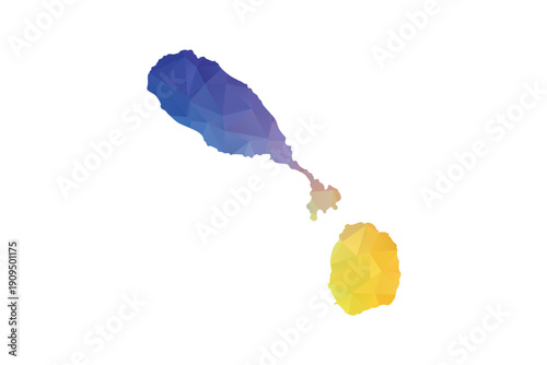 Saint Kitts and Nevis Map - Polygon Style Vector Illustration in Rainbow Gradient, Low Poly Multicolor Geometric Design, Isolated on White Background, Suitable for Reports, and Creative Projects.