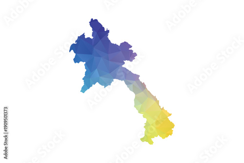 Laos Map - Polygon Style Vector Illustration in Rainbow Gradient, Low Poly Multicolor Geometric Design, Isolated on White Background, Suitable for Reports, and Creative Projects.