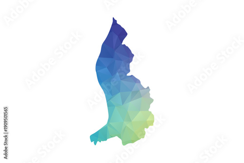Liechtenstein Map - Polygon Style Vector Illustration in Rainbow Gradient, Low Poly Multicolor Geometric Design, Isolated on White Background, Suitable for Reports, and Creative Projects.