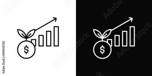 Growth Icon Sheet Multiple Style Collection Isolated Vector
