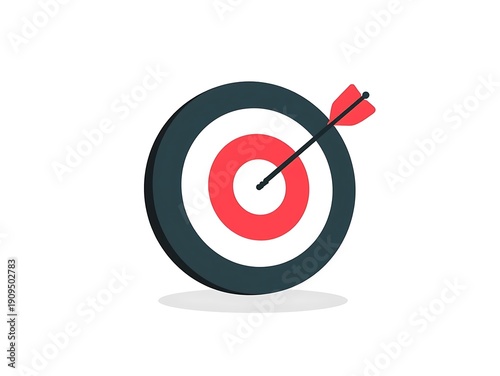 Bullseye target with arrow hitting center for business success