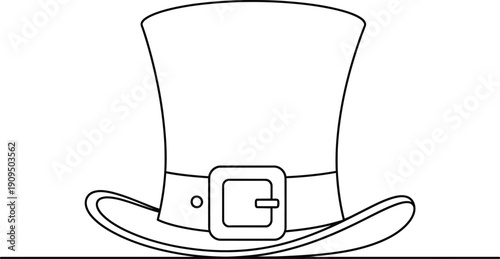 Traditional buckled hat line art illustration for saint patricks day and pilgrim costumes