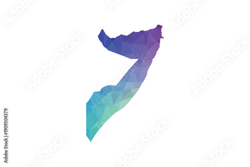 Somalia Map - Polygon Style Vector Illustration in Rainbow Gradient, Low Poly Multicolor Geometric Design, Isolated on White Background, Suitable for Reports, and Creative Projects.